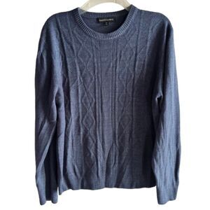 Tricots St Raphael Men XL Blue Cable Knit Pullover Sweater Crew Neck Classic #D